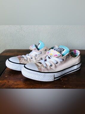 Converse AllStar Pink Blue Hearts Sneakers Shoes Junior Youth Kids Girls Size 1